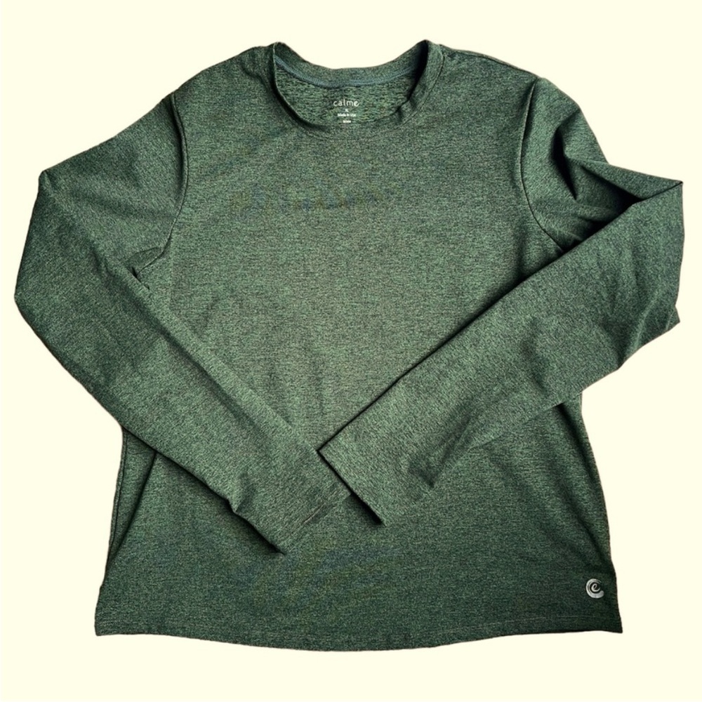 Johnny Was Calme Ease space dye top long sleeve fitted heathered dark green XL - Picture 2 of 3